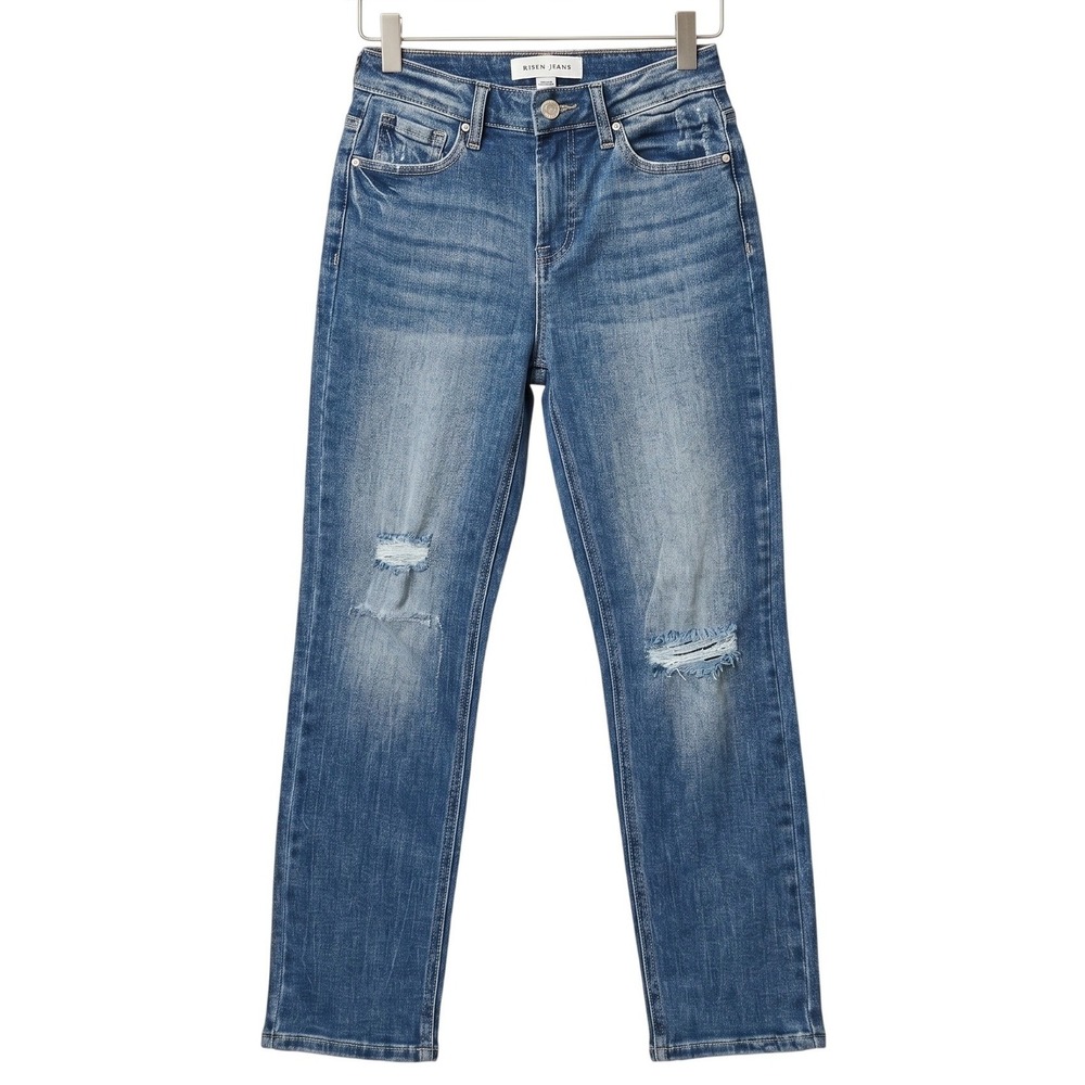 RISEN Jeans Los Angeles Womens Dark Wash Distressed Straight Leg Size 0/24